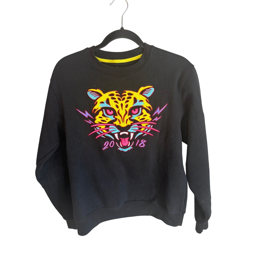 Snap Inc Snapchat 2018 Tiger Embroidered Black Crewneck Sweatshirt Small